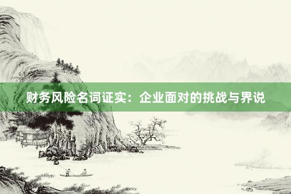 财务风险名词证实：企业面对的挑战与界说