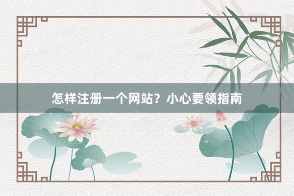 怎样注册一个网站？小心要领指南